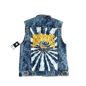 Golden State Warriors NBA Basketball Denim Jean Vest - Youth XL Adult S/M NWT